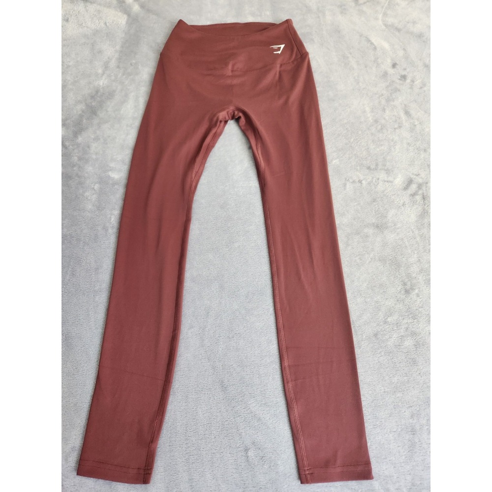 New GymShark High Rise Training 7/8 Leggings Womens S Redwood Burgundy Pant
